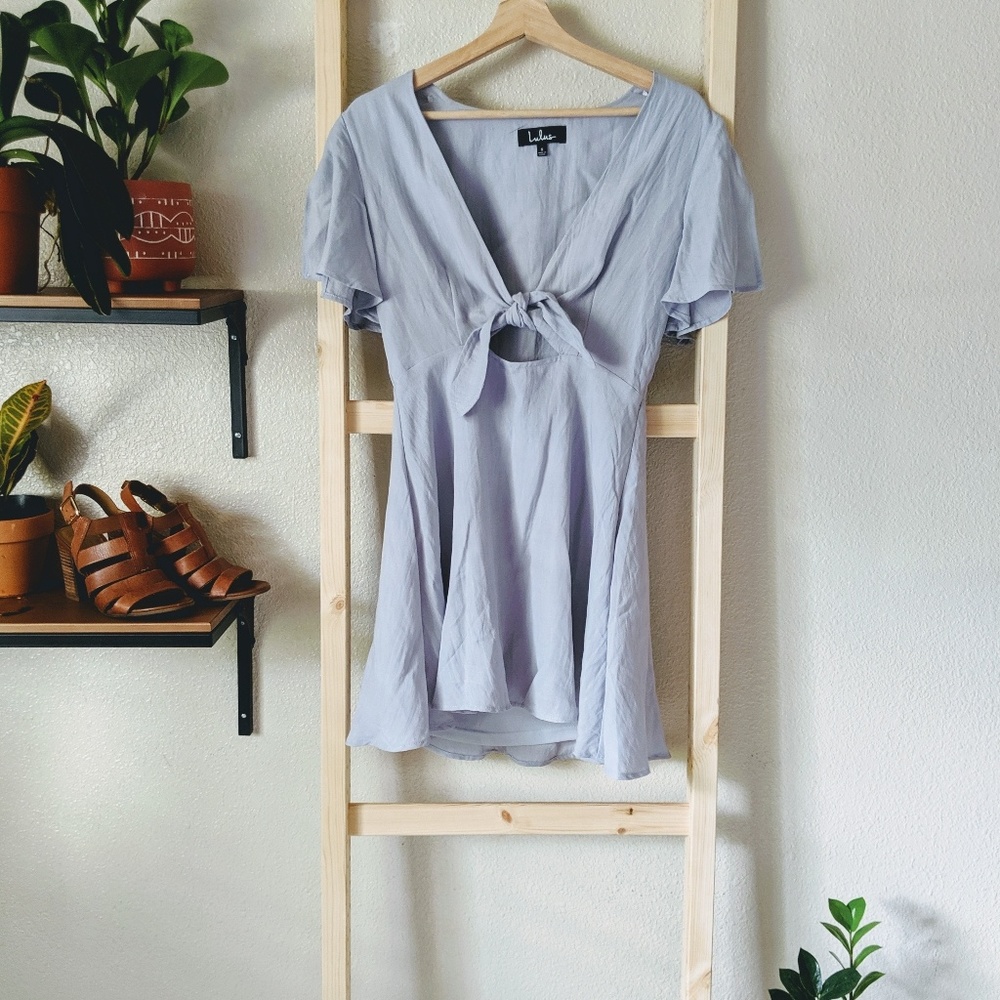 Lulu's Light Blue Front-tie Dress